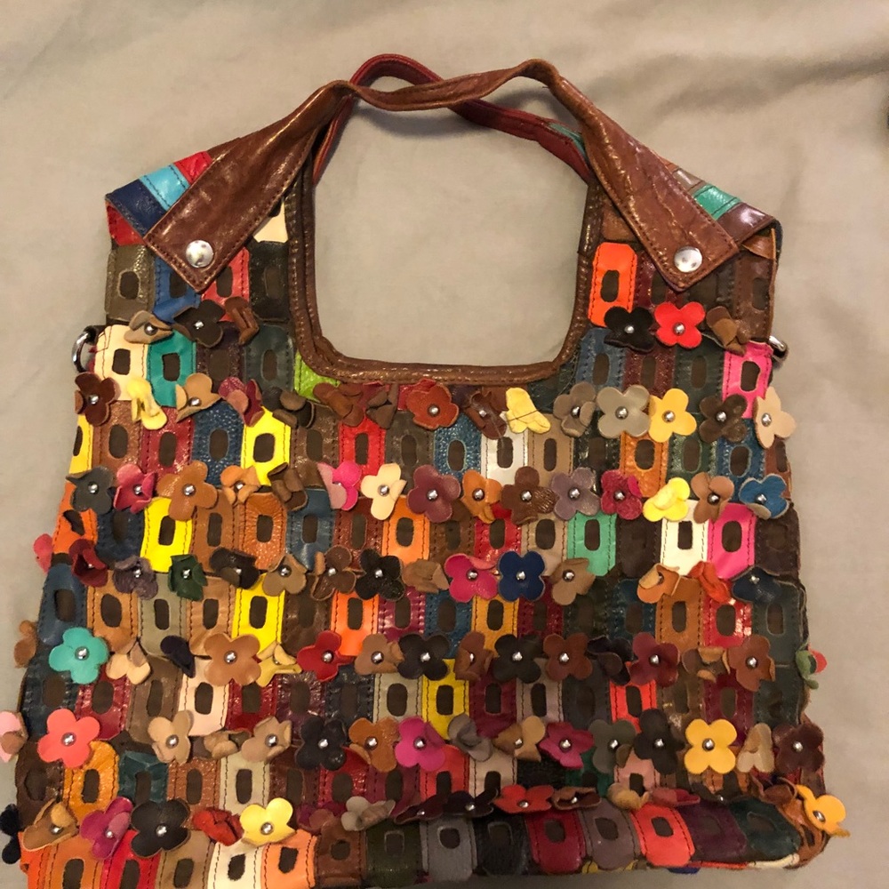 Large colorful leather bag